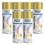 Kit 6 Tinta Spray Metálico Dourado Super Color 350ml
