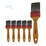 Kit 6 Trincha Pincel 317 Gold Gris 2 Polegadas - Roma