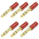 Kit 6 Un - Plug Adaptador P2 / P10 Vermelho - Santo Angelo