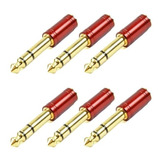 Kit 6 Un - Plug Adaptador P2 / P10 Vermelho - Santo Angelo