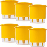 Kit 6 Vasos Autoirrigáveis Raiz N3 14 X 16 Cm Médio Amarelo