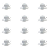 Kit 6 Xícara 50 Ml Café Porcelana Branca Com Pires Ref 82x