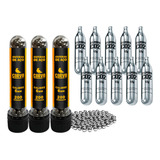 Kit 600 Esferas Aço Pistolas C11 M9 6.0mm + 10 Cilindros 12g