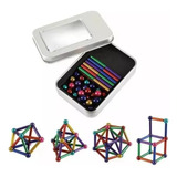 Kit 63 Peças Conjunto Brinquedos Magnéticos De Bola E Vara