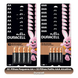 Kit 64 Pilhas Duracell Alcalina 32 Aa+ 32 Aaa 16 Econo