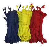 Kit 7 Cordas Torcida Algodão Cores Variadas 8 Metros X 6mm
