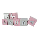 Kit 7 Cubos Enfeite Dado Letra Espelhada Bebe Bancada Quarto