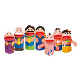 Kit 7 Fantoches Família Branca 26 A 42 Cm Em Feltro Divertid