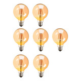 Kit 7 Lâmpada Filamento Led Globo G95 4w Ambar 2200k Bivolt