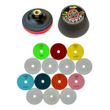 Kit 7 Lixas Diamantadas Polir Granito Mármore+rebolo+suporte