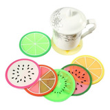 Kit 7 Pcs Descanso Porta Copos Coaster Silicone Frutas