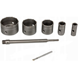 Kit 7 Pçs Serra Copo Concreto Alvenaria C/haste Sds 200mm