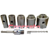 Kit 7 Pçs Serra Copo Concreto Videa Parede C/haste Sds 200mm