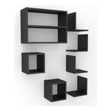 Kit 7 Peças Nichos Preto Mdf Montado