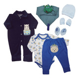 Kit 7 Peças Roupa De Bebê Estampada Presente Para Enxoval