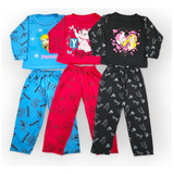 Kit 7 Pijama Infantil Princesa Longo Malha Inverno 1 A 8 Ano