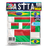 Kit 8 Adesivos Resinado Madagascar Bandeiras