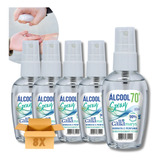 Kit 8 Álcool Líquido 70% Spray Mãos Perfumado Bolso 60ml 