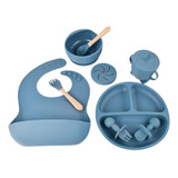 Kit 8 Alimentação Bebê Silicone Prato