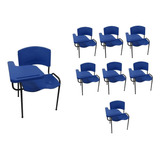 Kit 8 Cadeira Universitária Plástica Azul