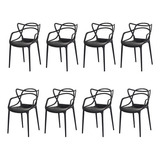 Kit 8 Cadeiras Allegra Master Preta Sala Cozinha Jantar Waw Design