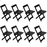 Kit 8 Cadeiras Dobráveis Madeira Maciça