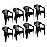 Kit 8 Cadeiras Plásticas Apoio Braço