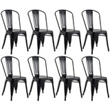 Kit 8 Cadeiras Preto Semibrilho