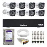 Kit 8 Câmeras Full Hd 1080p Dvr Intelbras 3008c Hd 500gb