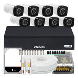 Kit 8 Cameras Seguranca Full Hd Dvr 8 Ch Intelbras 200m Cabo