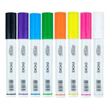 Kit 8 Caneta Giz Líquido Para Vidro Lousa Vitrine Carro Cor 