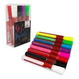 Kit 8 Caneta Giz Líquido Para Vidro Lousa Vitrine Carro