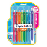 Kit 8 Caneta Retrátil Tinta Gel 0.7mm Ink Joy Paper Mate