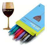 Kit 8 Canetas Marcadoras Copo Taça Vinho Vidro ( Markers )