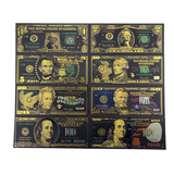 Kit 8 Cédulas Notas Dolar Americano Black Coleção Ouro
