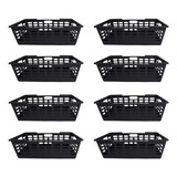 Kit 8 Cesto Multiuso Grande Atenas Preto 29x15x51cm 25463