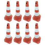 Kit 8 Cone Sinalização Rígido 75cm Trânsito Obra Segurança