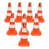 Kit 8 Cone Sinalização Trânsito Laranja E Branco 50cm