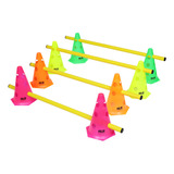 Kit 8 Cones Com Barreiras Funcional Circuito Agilidade Cor Amarelo