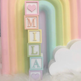 Kit 8 Cubo Letra Mdf + Arco-iris