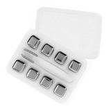 Kit 8 Cubos De Gelo Aço Inox Metal Com Pegador Whisky Drinks
