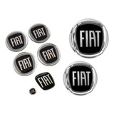 Kit 8 Emblemas Adesivos Fiat Preto