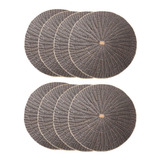 Kit 8 Lugar Americano Mix Em Rattan Cinza Ø38cm