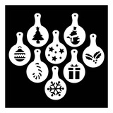 Kit 8 Moldes Stencil Natal Decorar Café Biscoito