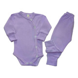 Kit 8 Peças - 4 Body Kimono Vira Luvas + 4 Calça Prematuro