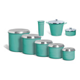 Kit 8 Peças Jogo De Lata + Kit Pia Porta Sabão Lixeira Lixad
