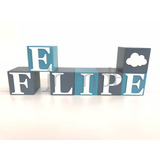 Kit 8 Peças Nome Cubo Em Mdf Nome Decorativo Dado Letras