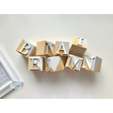 Kit 8 Peças Nome Cubo Em Mdf Nome Decorativo Dado Letras