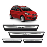 Kit 8 Peças Soleira Adesivo Porta Fiat Idea 2006 2007 2008 2009 2010 2011 2012 2013 2014 2015 2016 - Prata