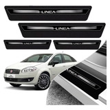 Kit 8 Peças Soleira Adesivo Porta Fiat Linea 2009 2010 2011 